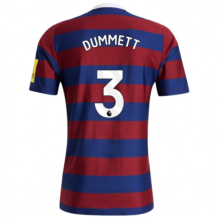 Kids Football Paul Dummett #3 Burgundy Navy Blue Away Jersey 2024/25 T-Shirt