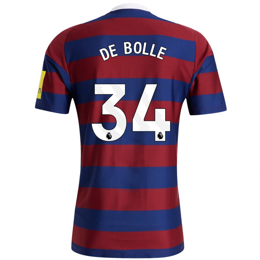 Kids Football Lucas De Bolle #34 Burgundy Navy Blue Away Jersey 2024/25 T-Shirt