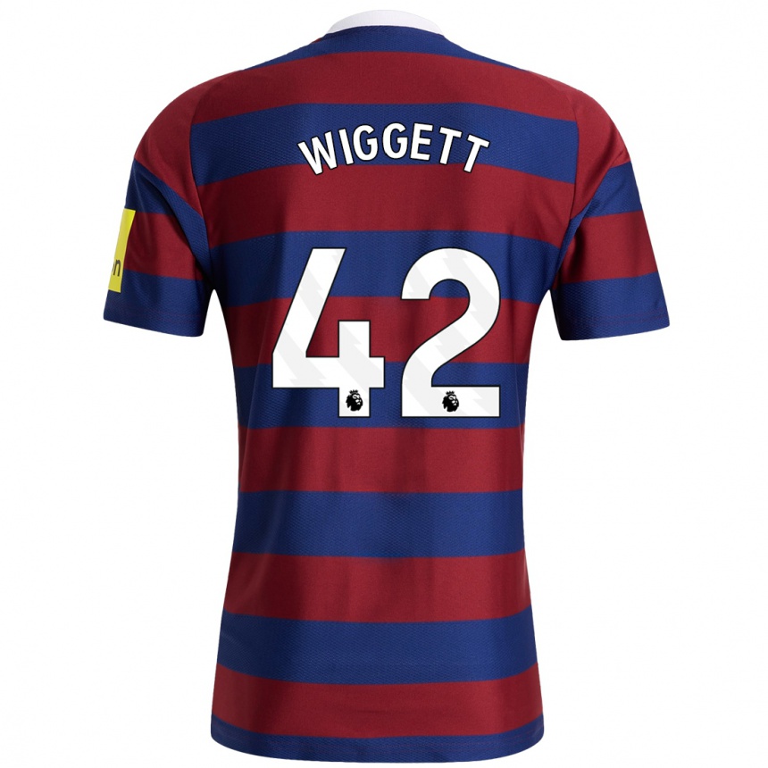 Kids Football Charlie Wiggett #42 Burgundy Navy Blue Away Jersey 2024/25 T-Shirt