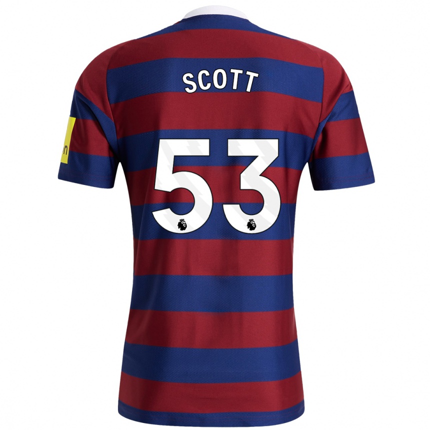 Kids Football Joshua Scott #53 Burgundy Navy Blue Away Jersey 2024/25 T-Shirt