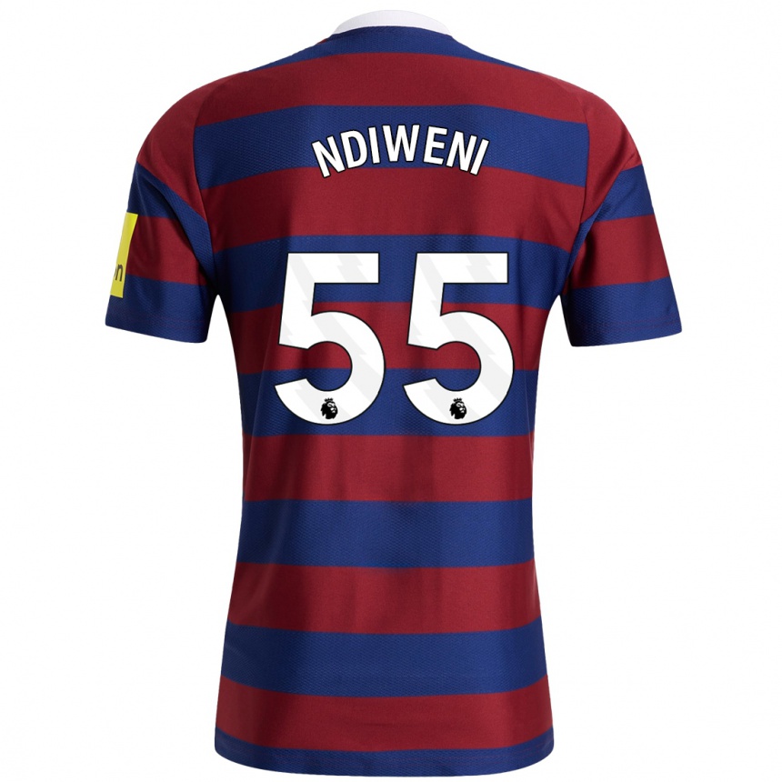 Kids Football Michael Ndiweni #55 Burgundy Navy Blue Away Jersey 2024/25 T-Shirt