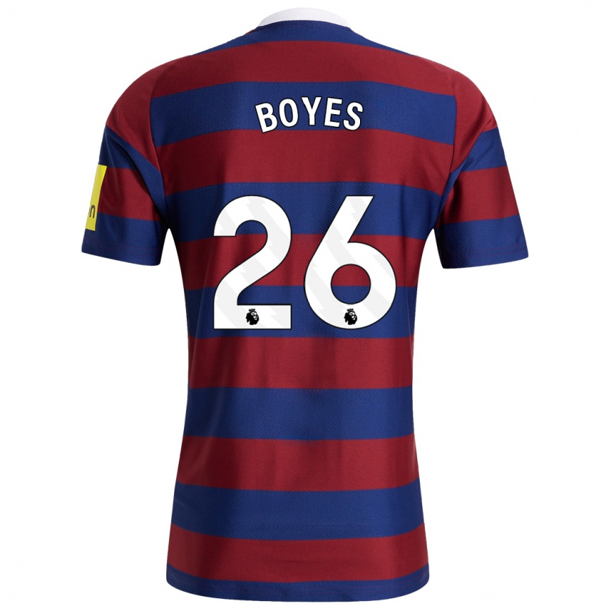 Kids Football Grace Boyes #26 Burgundy Navy Blue Away Jersey 2024/25 T-Shirt