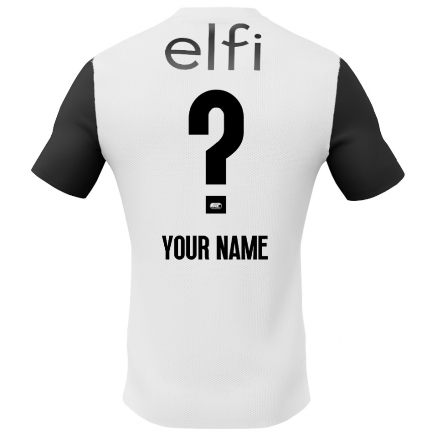 Kids Football Your Name #0 White Black Away Jersey 2024/25 T-Shirt