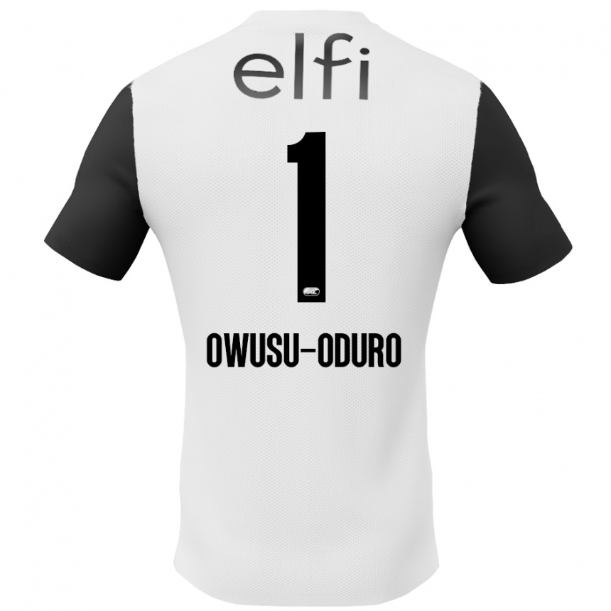 Kids Football Rome Jayden Owusu-Oduro #1 White Black Away Jersey 2024/25 T-Shirt