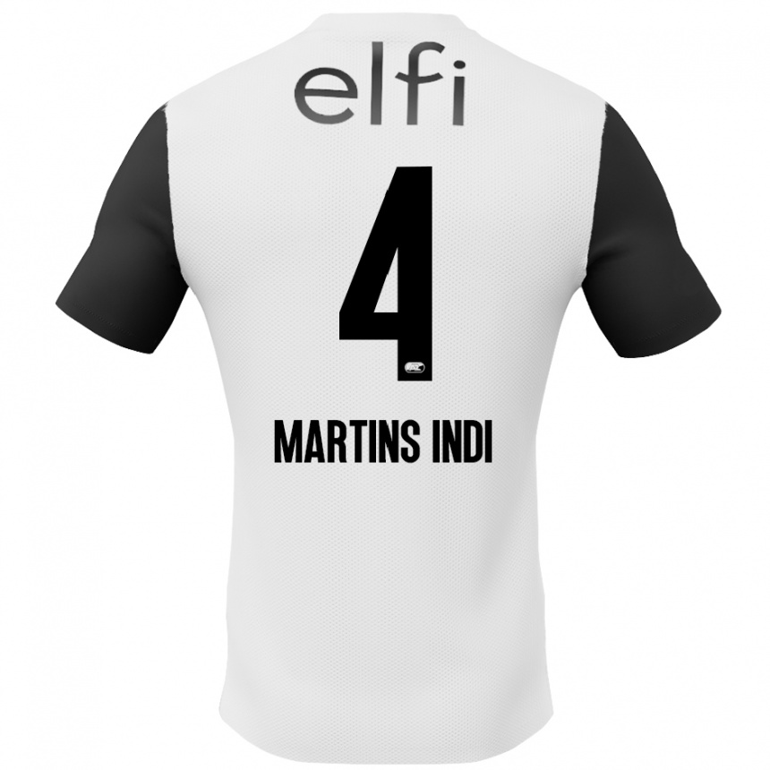 Kids Football Bruno Martins Indi #4 White Black Away Jersey 2024/25 T-Shirt