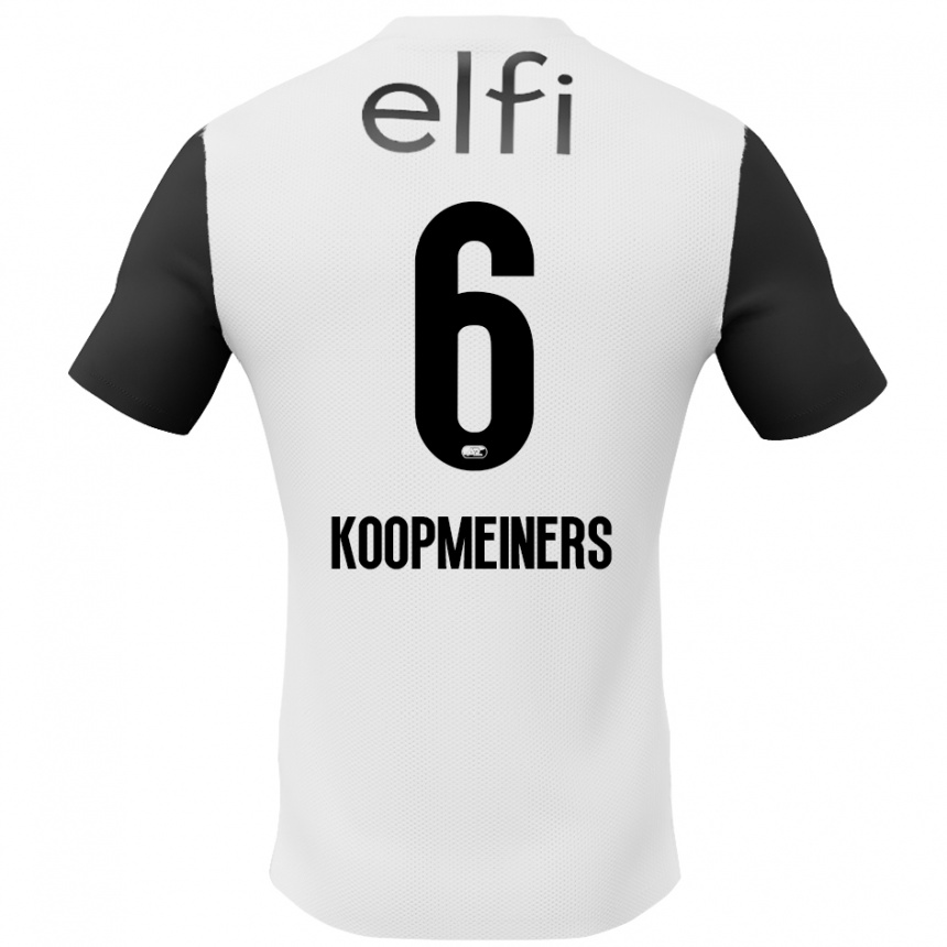 Kids Football Peer Koopmeiners #6 White Black Away Jersey 2024/25 T-Shirt