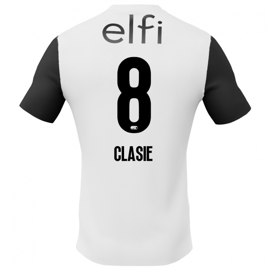 Kids Football Jordy Clasie #8 White Black Away Jersey 2024/25 T-Shirt