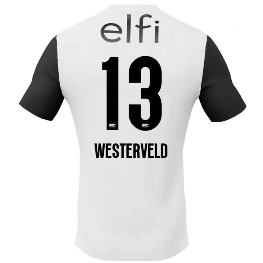 Kids Football Sem Westerveld #13 White Black Away Jersey 2024/25 T-Shirt