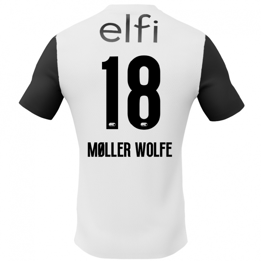 Kids Football David Møller Wolfe #18 White Black Away Jersey 2024/25 T-Shirt