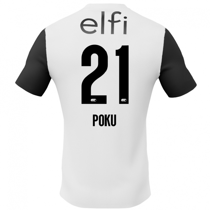 Kids Football Ernest Poku #21 White Black Away Jersey 2024/25 T-Shirt