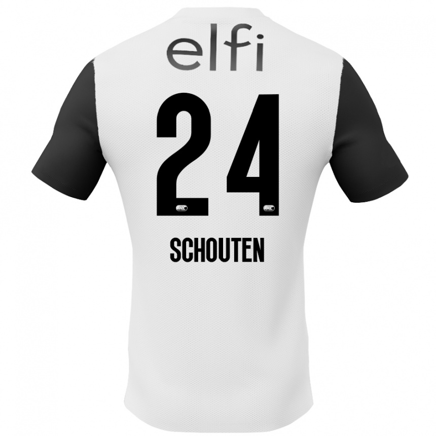 Kids Football Lewis Schouten #24 White Black Away Jersey 2024/25 T-Shirt