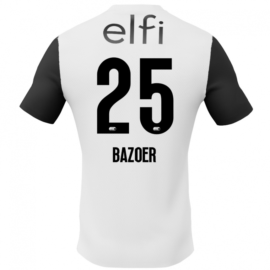 Kids Football Riechedly Bazoer #25 White Black Away Jersey 2024/25 T-Shirt