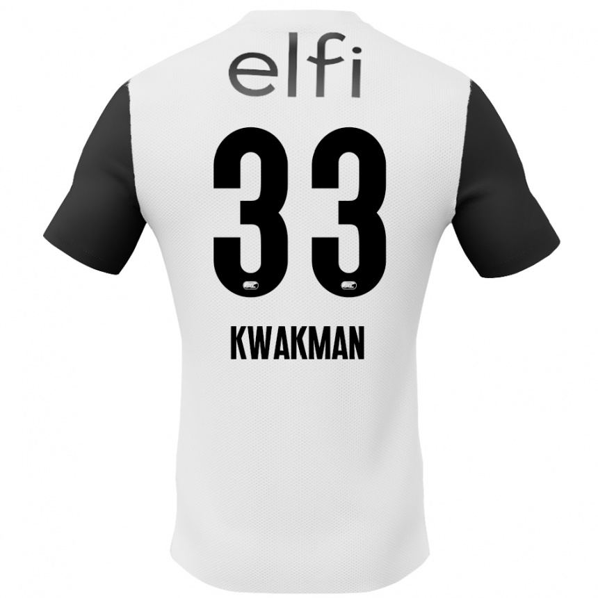 Kids Football Dave Kwakman #33 White Black Away Jersey 2024/25 T-Shirt