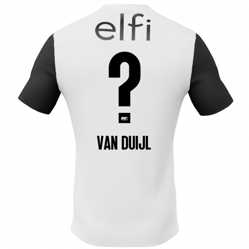 Kids Football Billy Van Duijl #0 White Black Away Jersey 2024/25 T-Shirt