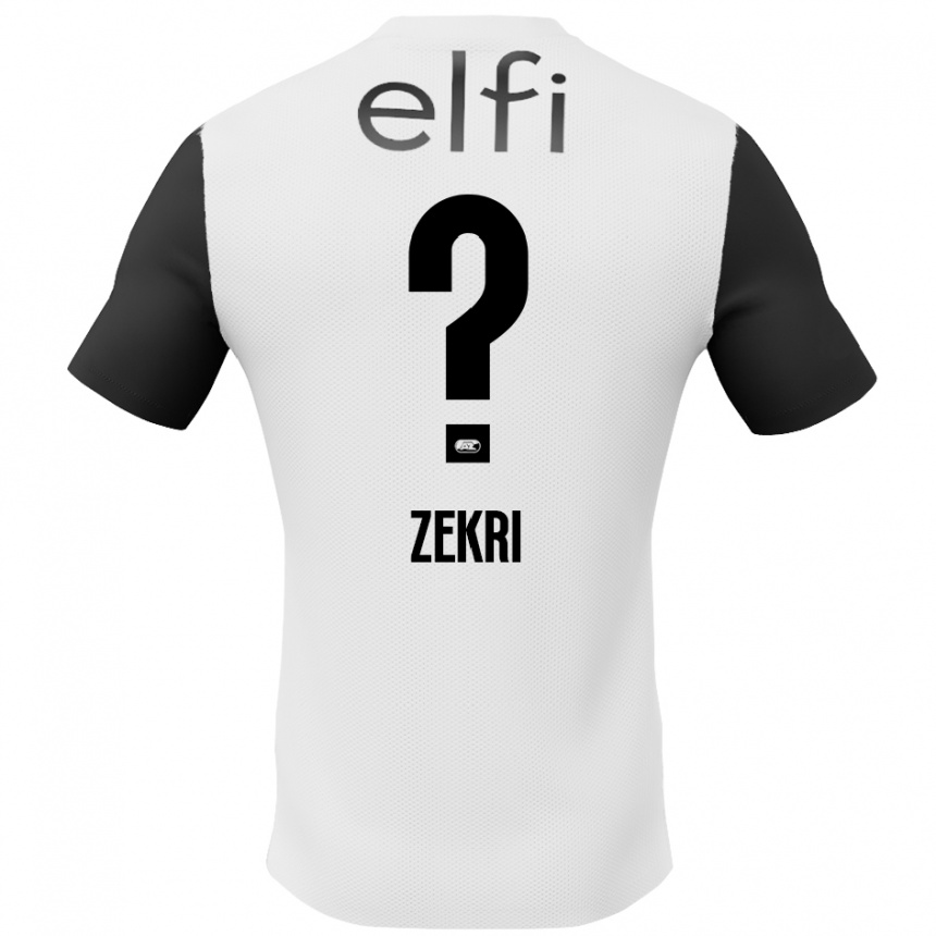 Kids Football Rayan Zekri #0 White Black Away Jersey 2024/25 T-Shirt