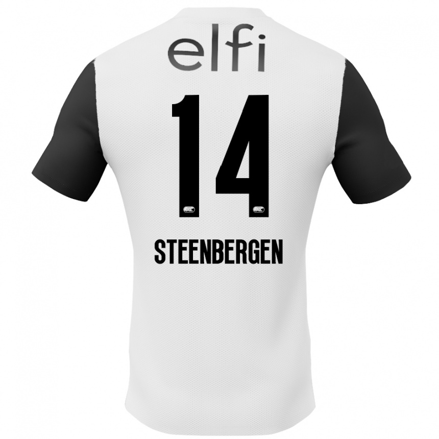 Kids Football Thom Steenbergen #14 White Black Away Jersey 2024/25 T-Shirt