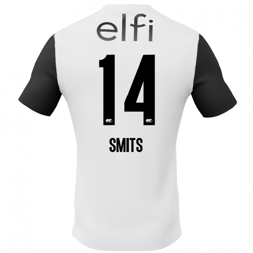 Kids Football Anthony Smits #14 White Black Away Jersey 2024/25 T-Shirt