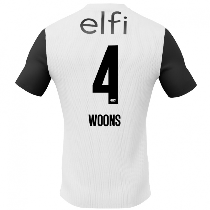 Kids Football Karlijn Woons #4 White Black Away Jersey 2024/25 T-Shirt