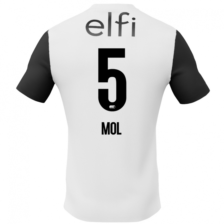 Kids Football Camie Mol #5 White Black Away Jersey 2024/25 T-Shirt