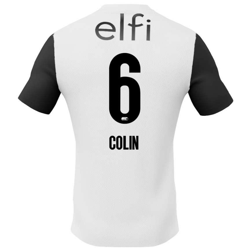 Kids Football Isa Colin #6 White Black Away Jersey 2024/25 T-Shirt