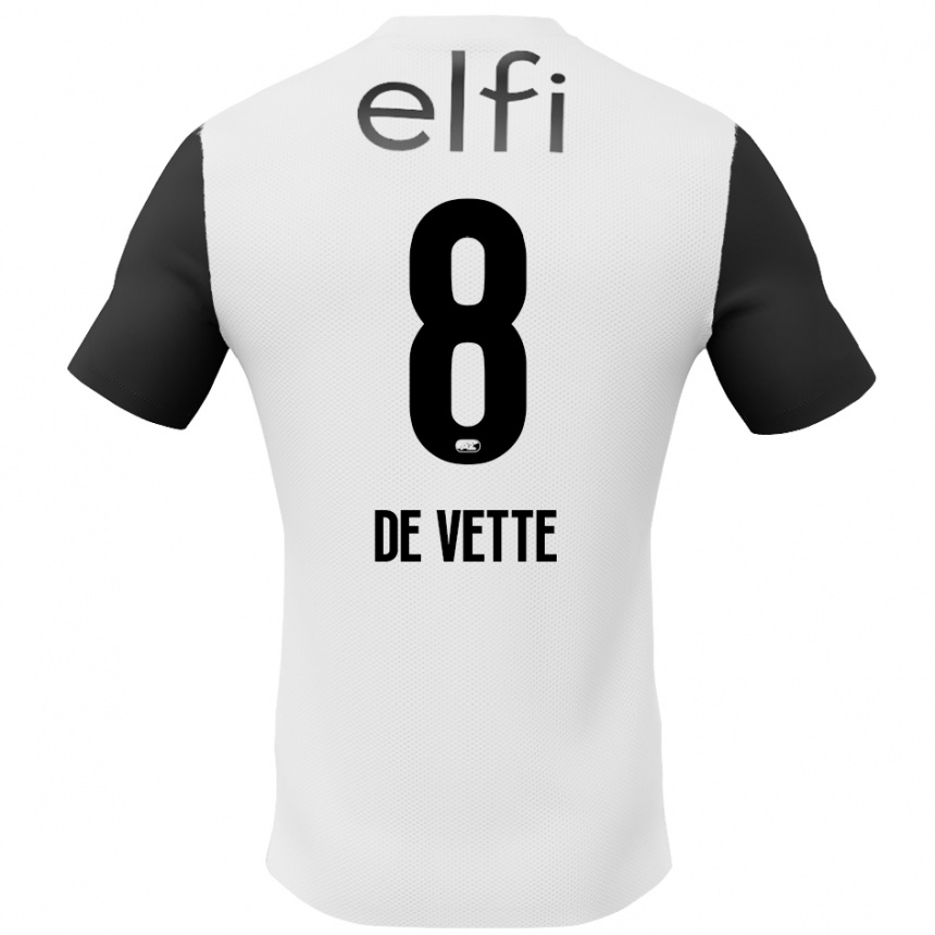 Kids Football Manique De Vette #8 White Black Away Jersey 2024/25 T-Shirt