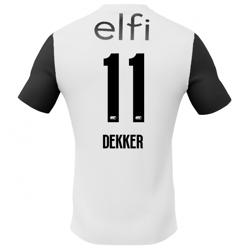 Kids Football Isabella Dekker #11 White Black Away Jersey 2024/25 T-Shirt