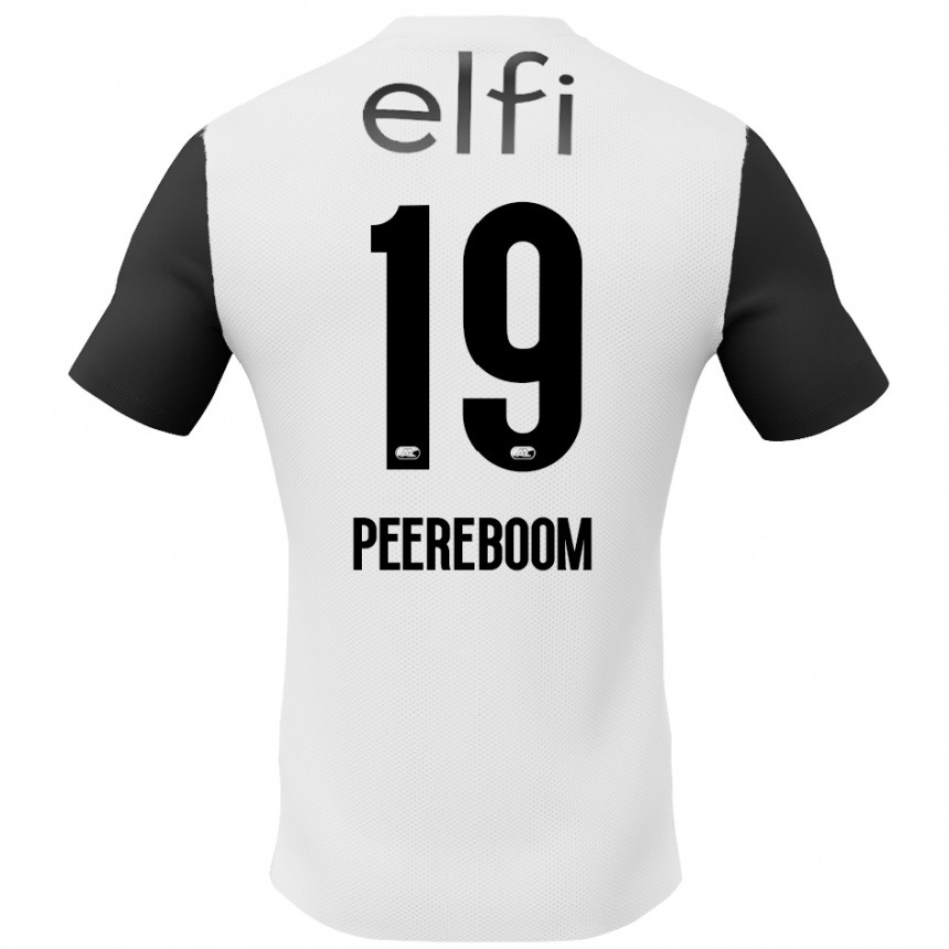 Kids Football Sanne Peereboom #19 White Black Away Jersey 2024/25 T-Shirt