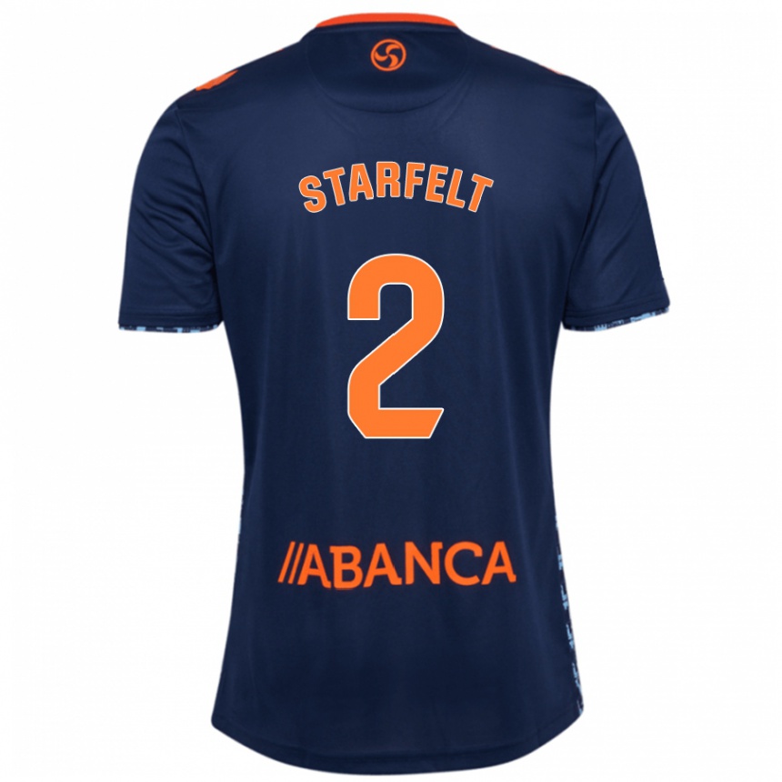 Kids Football Carl Starfelt #2 Navy Blue Away Jersey 2024/25 T-Shirt