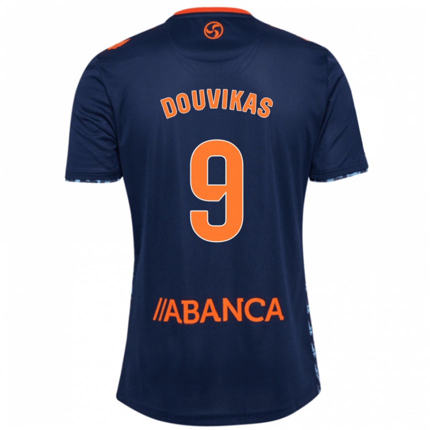 Kids Football Anastasios Douvikas #9 Navy Blue Away Jersey 2024/25 T-Shirt