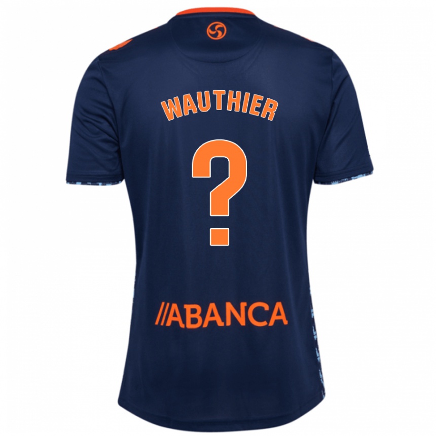 Kids Football Hugo Wauthier #0 Navy Blue Away Jersey 2024/25 T-Shirt