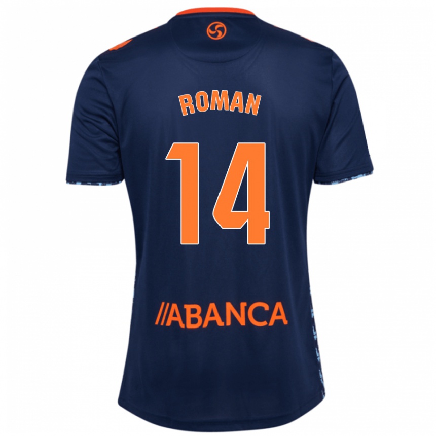 Kids Football Miguel Román #14 Navy Blue Away Jersey 2024/25 T-Shirt