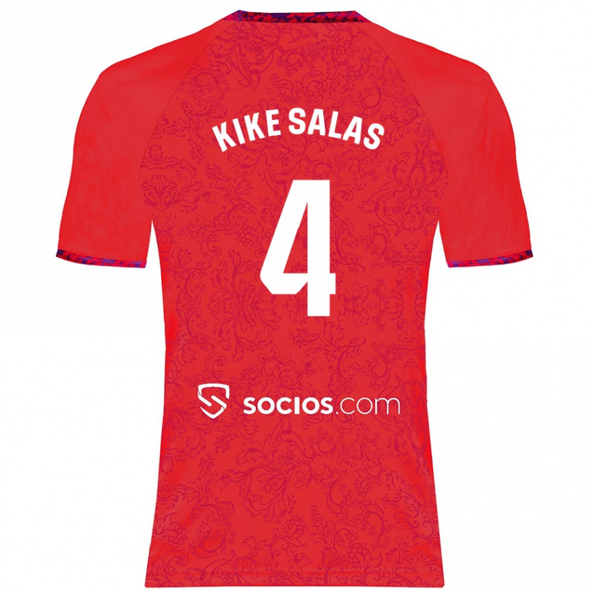 Kids Football Kike Salas #4 Red Away Jersey 2024/25 T-Shirt