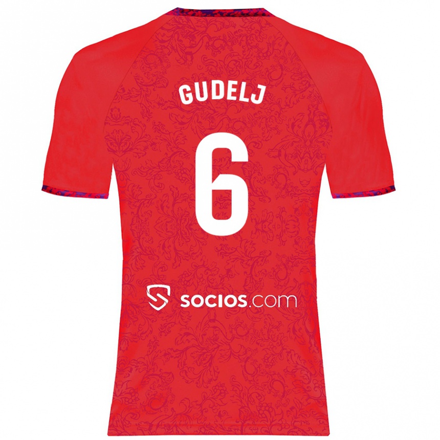 Kids Football Nemanja Gudelj #6 Red Away Jersey 2024/25 T-Shirt