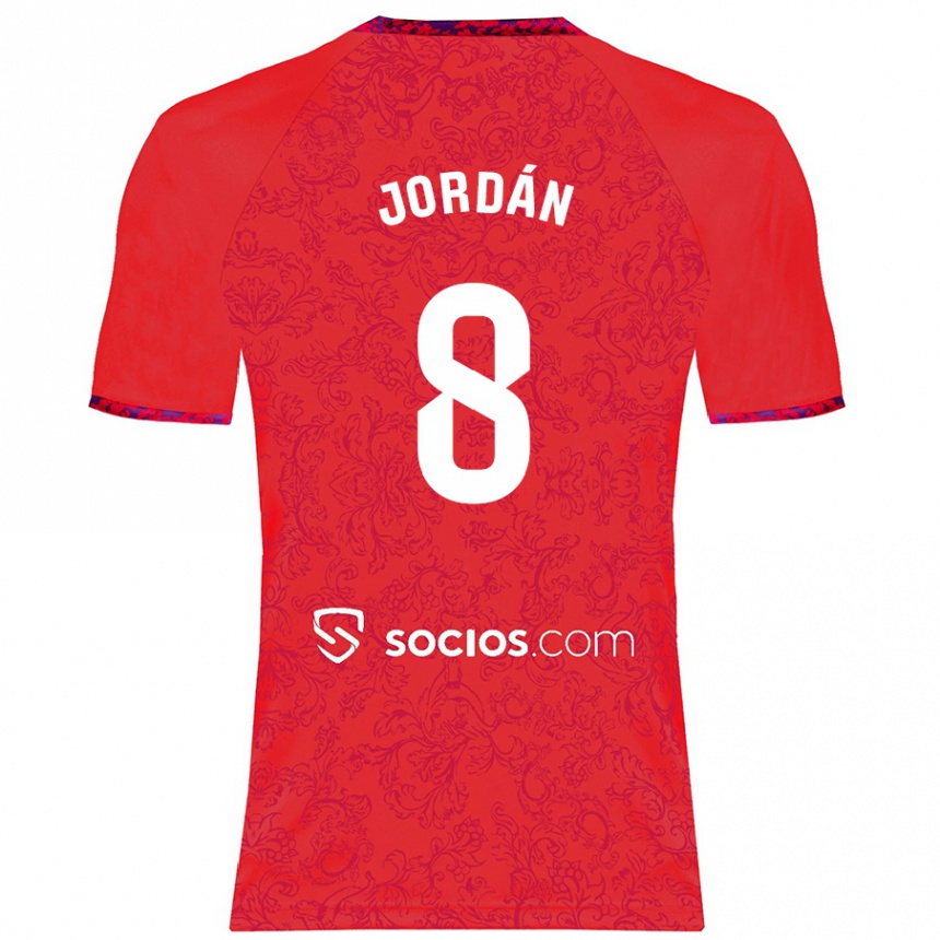 Kids Football Joan Jordán #8 Red Away Jersey 2024/25 T-Shirt