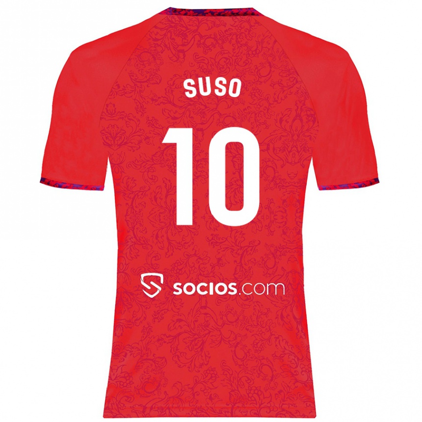 Kids Football Suso #10 Red Away Jersey 2024/25 T-Shirt