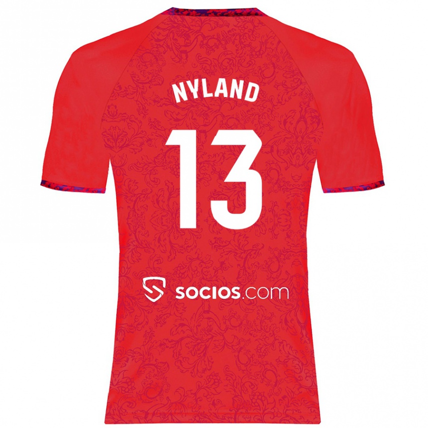 Kids Football Ørjan Nyland #13 Red Away Jersey 2024/25 T-Shirt