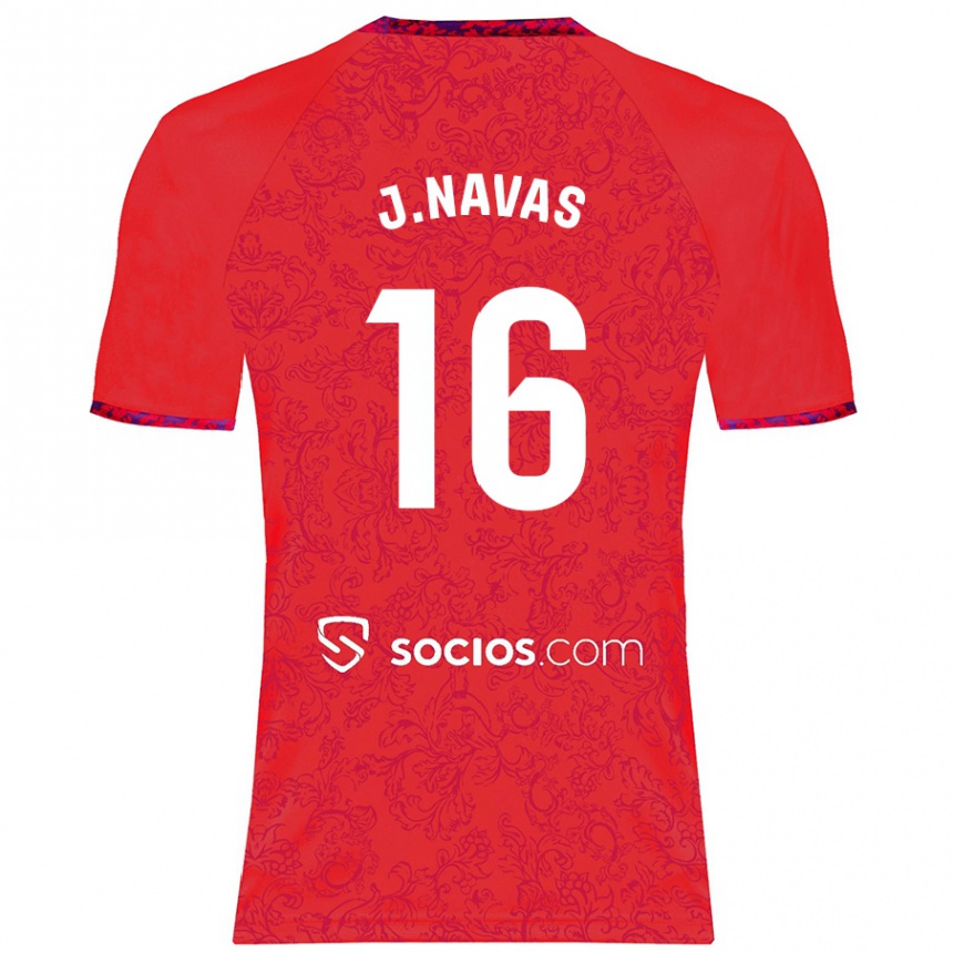 Kids Football Jesús Navas #16 Red Away Jersey 2024/25 T-Shirt