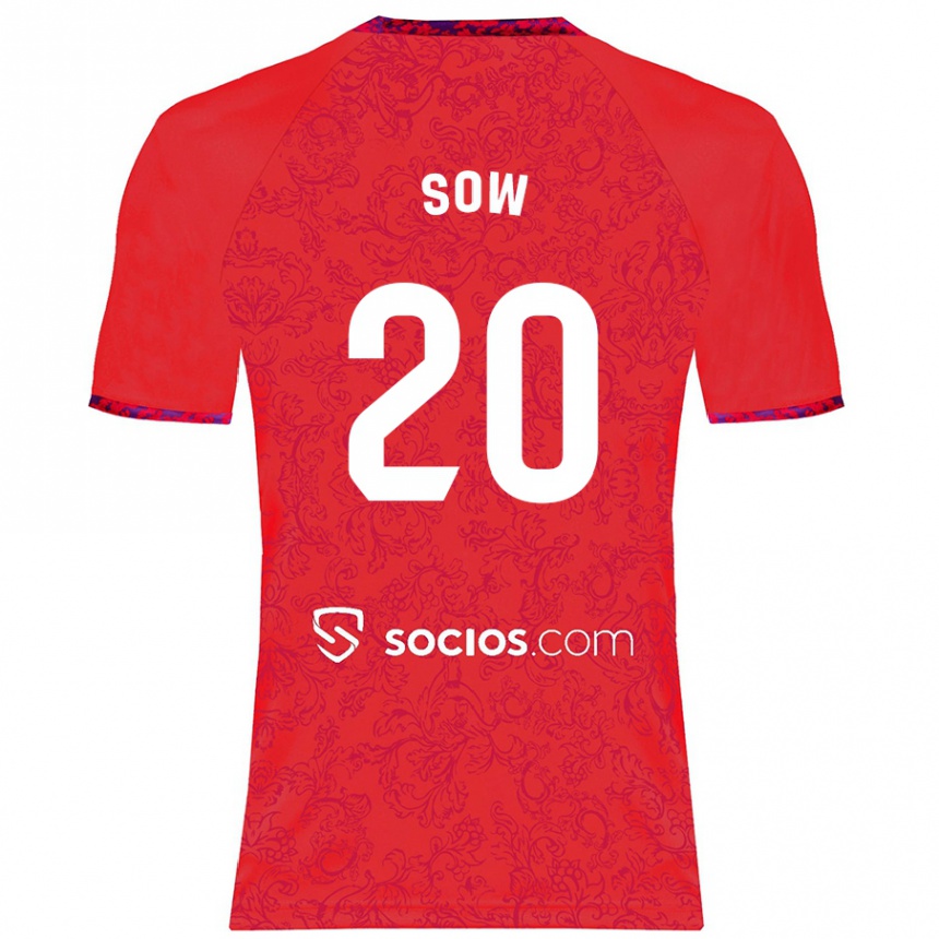 Kids Football Djibril Sow #20 Red Away Jersey 2024/25 T-Shirt