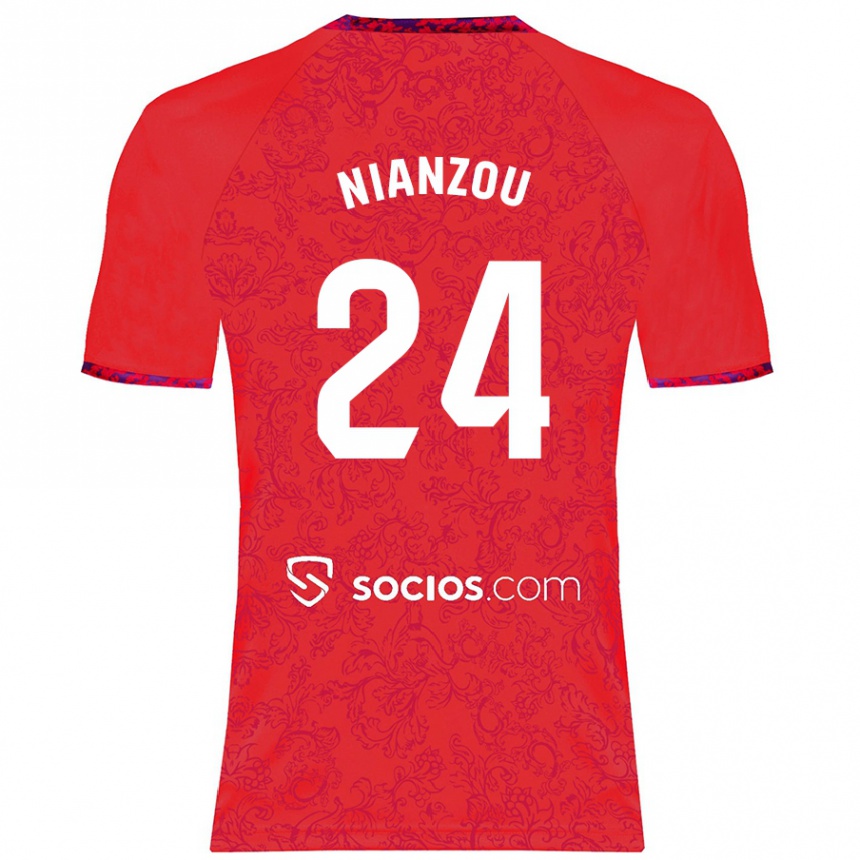 Kids Football Tanguy Nianzou #24 Red Away Jersey 2024/25 T-Shirt