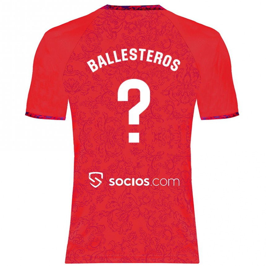 Kids Football Gonzalo Ballesteros #0 Red Away Jersey 2024/25 T-Shirt