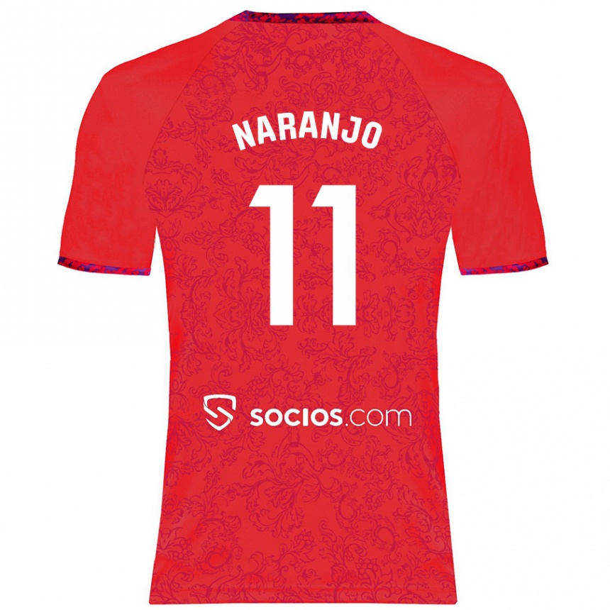 Kids Football Mario Naranjo #11 Red Away Jersey 2024/25 T-Shirt