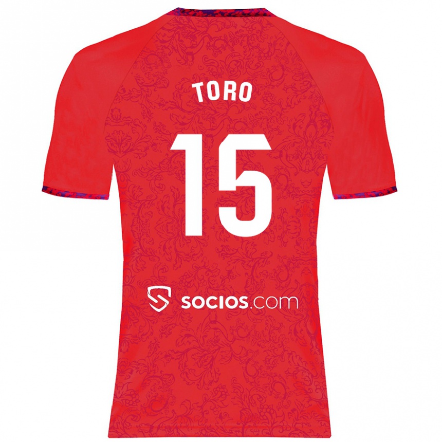 Kids Football Juanan Toro #15 Red Away Jersey 2024/25 T-Shirt