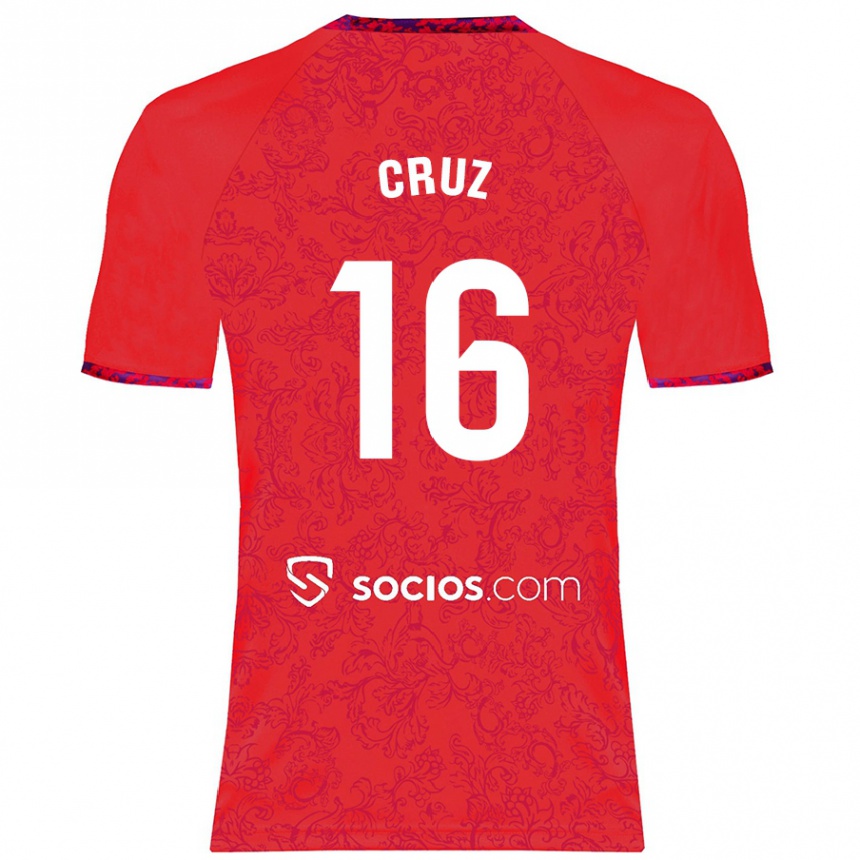 Kids Football Jesús Cruz #16 Red Away Jersey 2024/25 T-Shirt