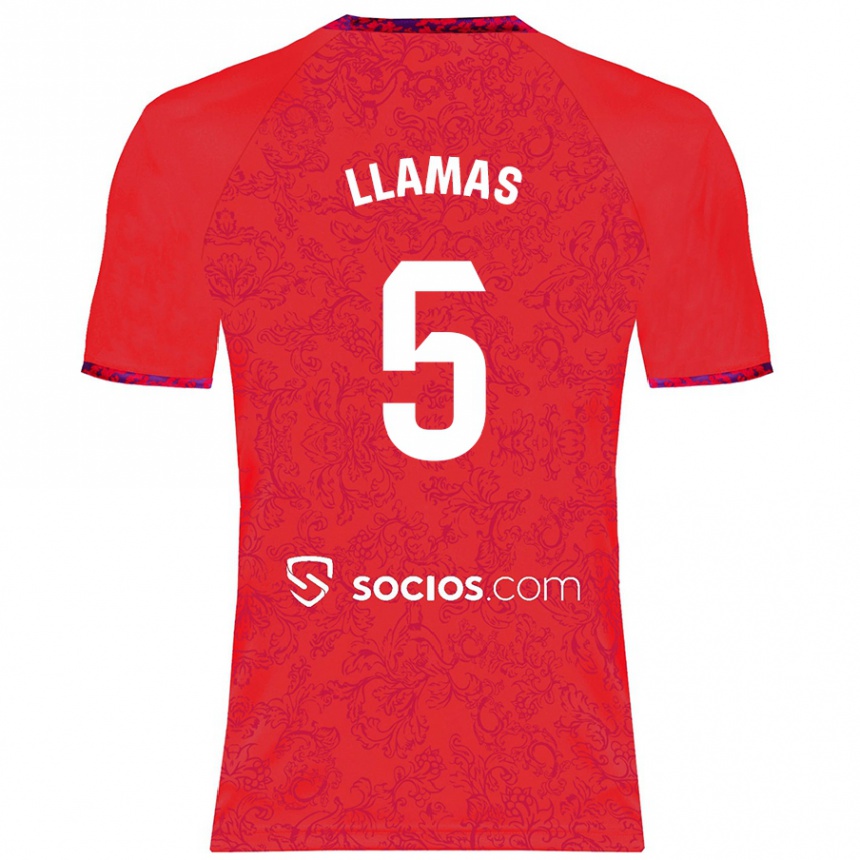 Kids Football Eva Llamas Hernández #5 Red Away Jersey 2024/25 T-Shirt