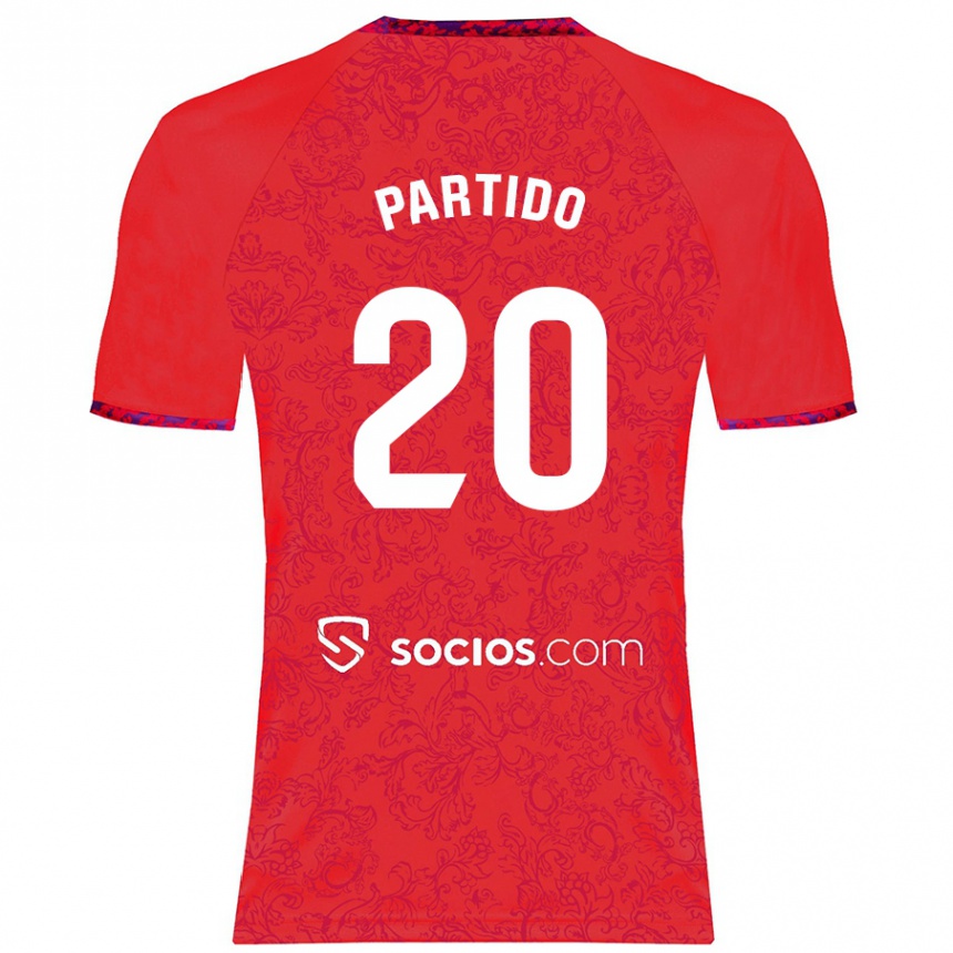 Kids Football Paula Partido #20 Red Away Jersey 2024/25 T-Shirt