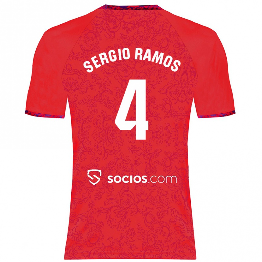 Kids Football Sergio Ramos #4 Red Away Jersey 2024/25 T-Shirt