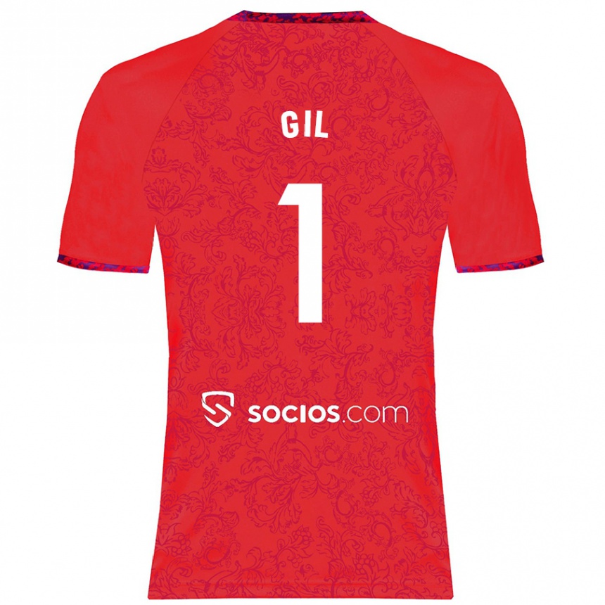 Kids Football David Gil #1 Red Away Jersey 2024/25 T-Shirt