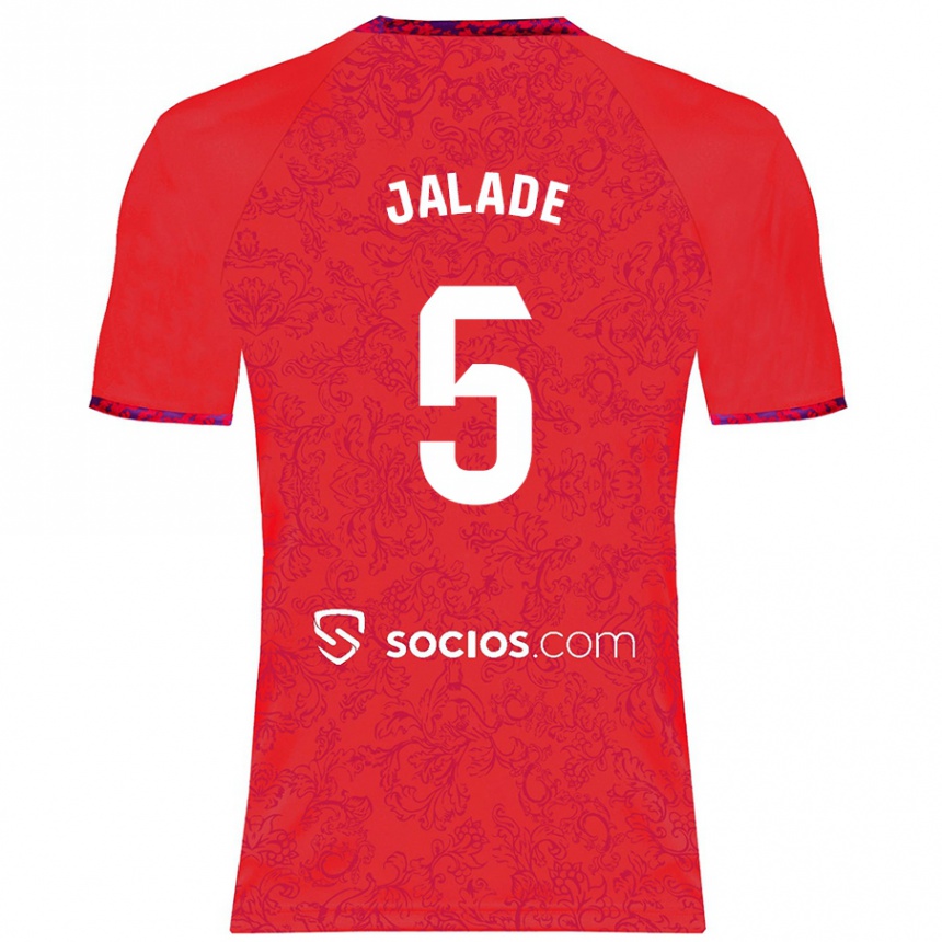 Kids Football Robert Jalade #5 Red Away Jersey 2024/25 T-Shirt