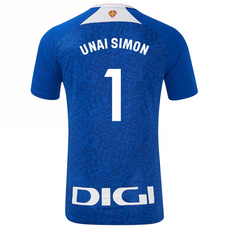 Kids Football Unai Simón #1 Royal Blue Away Jersey 2024/25 T-Shirt