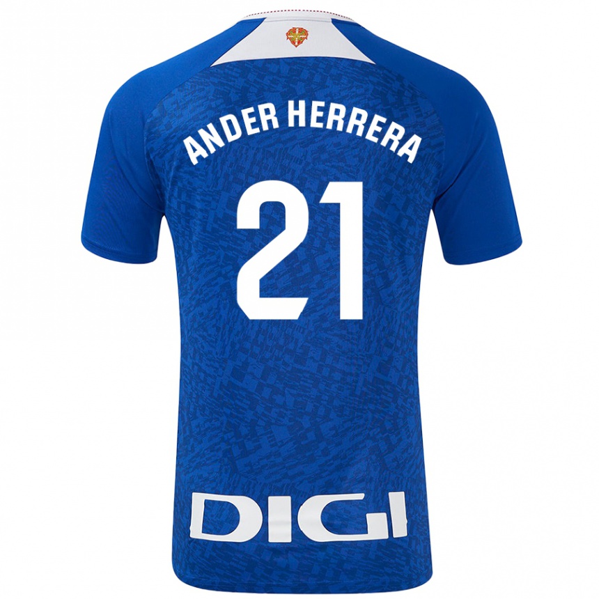 Kids Football Ander Herrera #21 Royal Blue Away Jersey 2024/25 T-Shirt